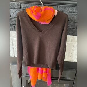 J. Crew Chocolate Brown 100% Cashmere V-Neck Sweater